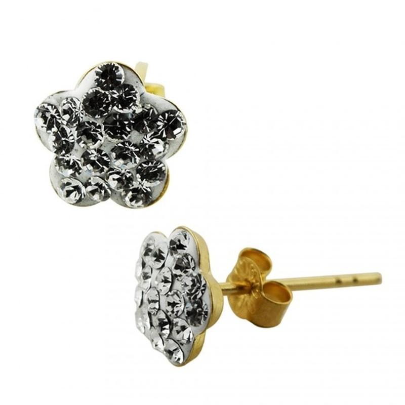 KODY PIERCING 9K Gold Piercing Multi Jeweled Flower Ear Stud - Quality Piercing