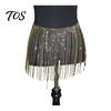 Belly Dance Waist Jewelry Rhinestone Tassel Chain for Women, Sparkly Sexy Body Skirt-Style Disco Party Hip Accessory, Elastic Belt Stage Performance