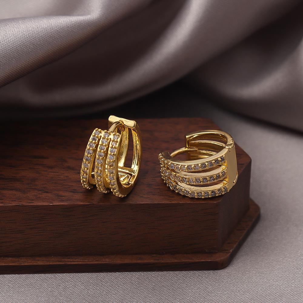 Elegantní náušnice s jehličkou ze stříbra 925: Všestranné francouzské kruhy v měděné barvě s více styly pro sofistikovaný vzhled