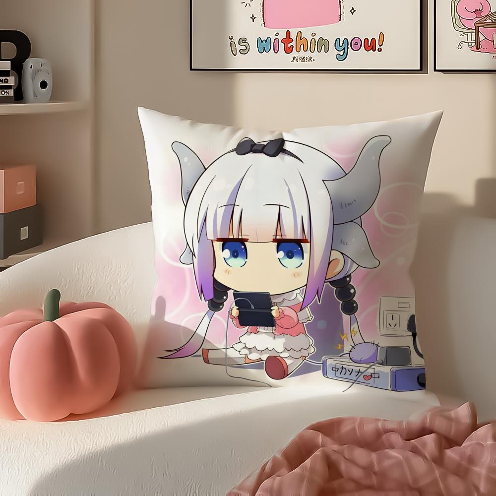 Miss Kobayashis Dragon MaidB Anime Cushion Cover Pillowcase Short Plush Invisible zipper Room Sofa Cushion Cover
