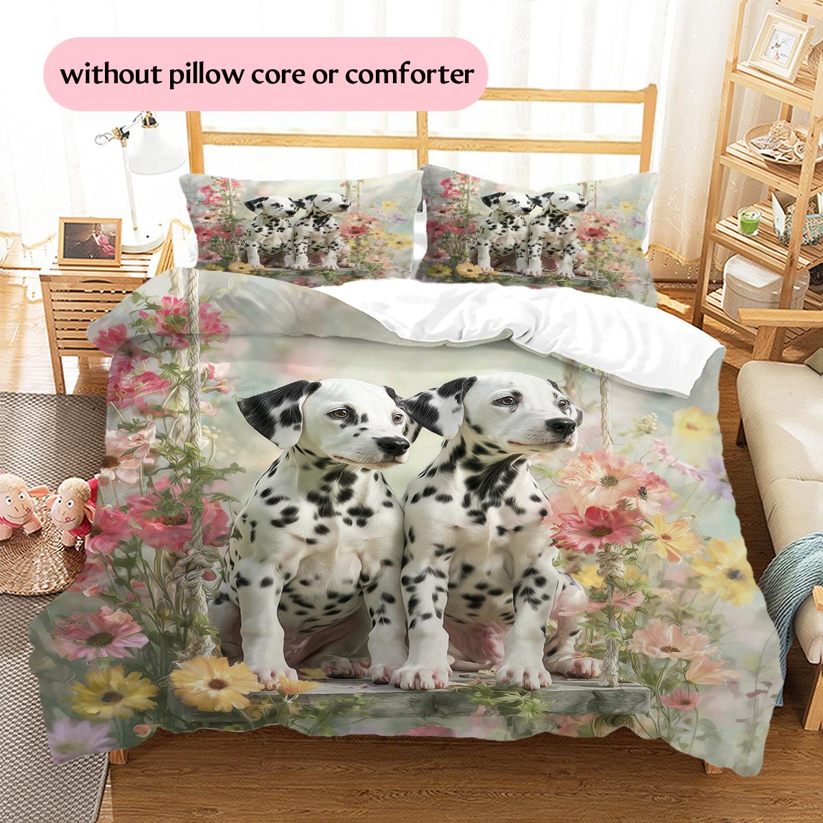 

Dalmatian and Flowers Pattern Bedding Home Decoration Birthday Gift (1 * duvet cover + 2 * pillowcase, without core) 135x200cm