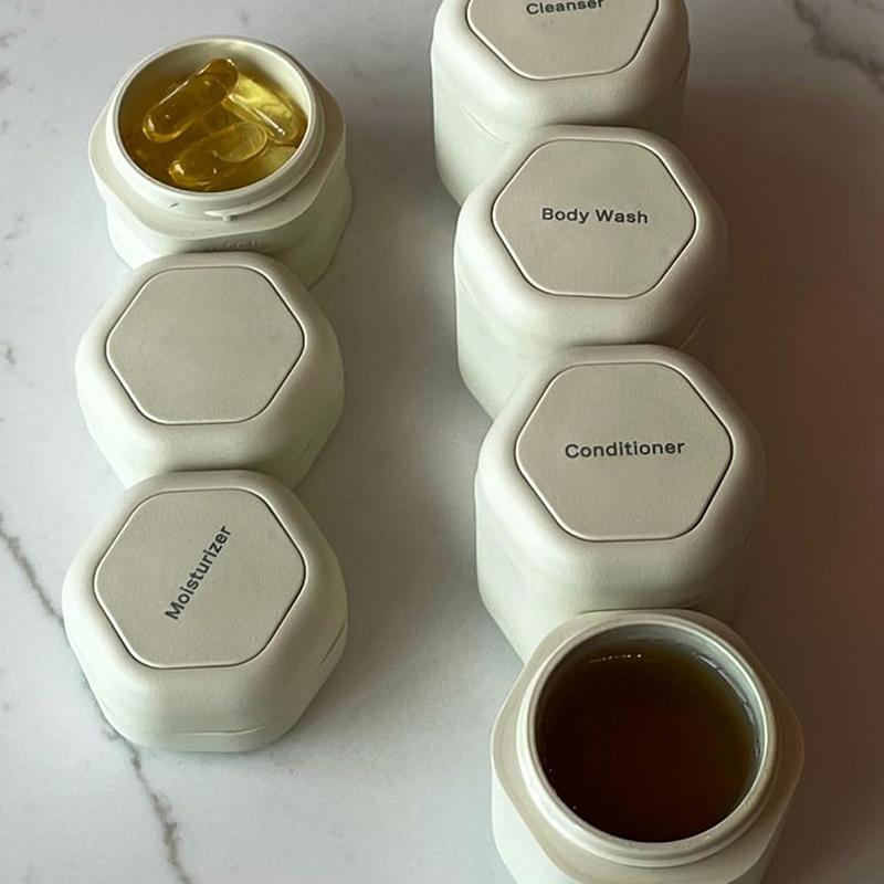 2/3Pcs Travel Container Magnetic Storage With Lids Cosmetic Dispenser Stacking Design Bottle For Face Cream Sunscreen Organizer