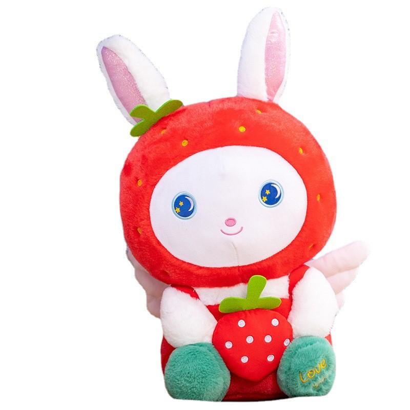 Fluffy Cute And Strawberry Rabbit Plush Toy Ideal Decorative Pillow Home For