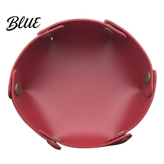 Modern Office Desk Decor PU Leather Folding Storage Tray, Waterproof Portable Jewelry Dish, Dresser Top Organizer Retro Rivet Desktop Tray for