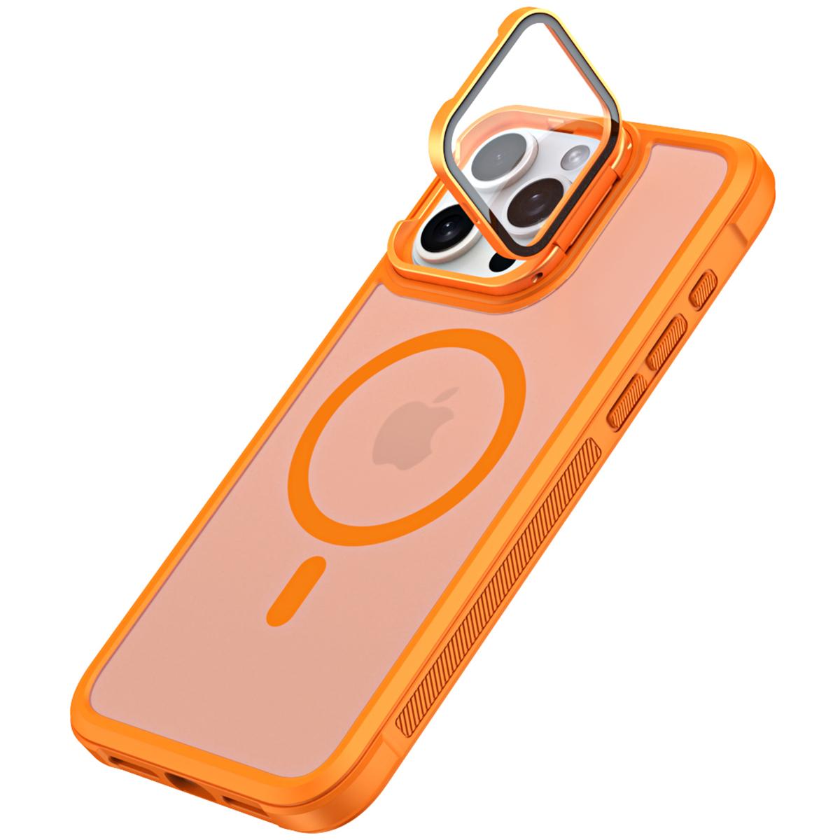 

For iPhone 15 Pro Compatible with MagSafe Lens Cover Kickstand Matte Back Cover B