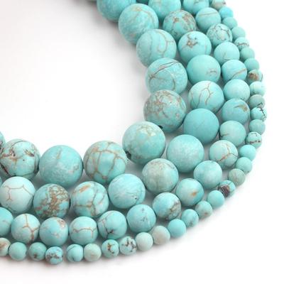 4-12mm Round Frost Green Blue Sea Sediment Stone Beads for Jewelry Making 15/"