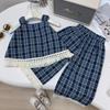 Girls' Plaid Sleeveless Camisole and Pants Set