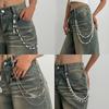 Hip Hop Multilayer Imitation Pearl Cross Charm Jeans Pants Chain Personalized Waist Chain Fashion Wallet Chain Belt Decor