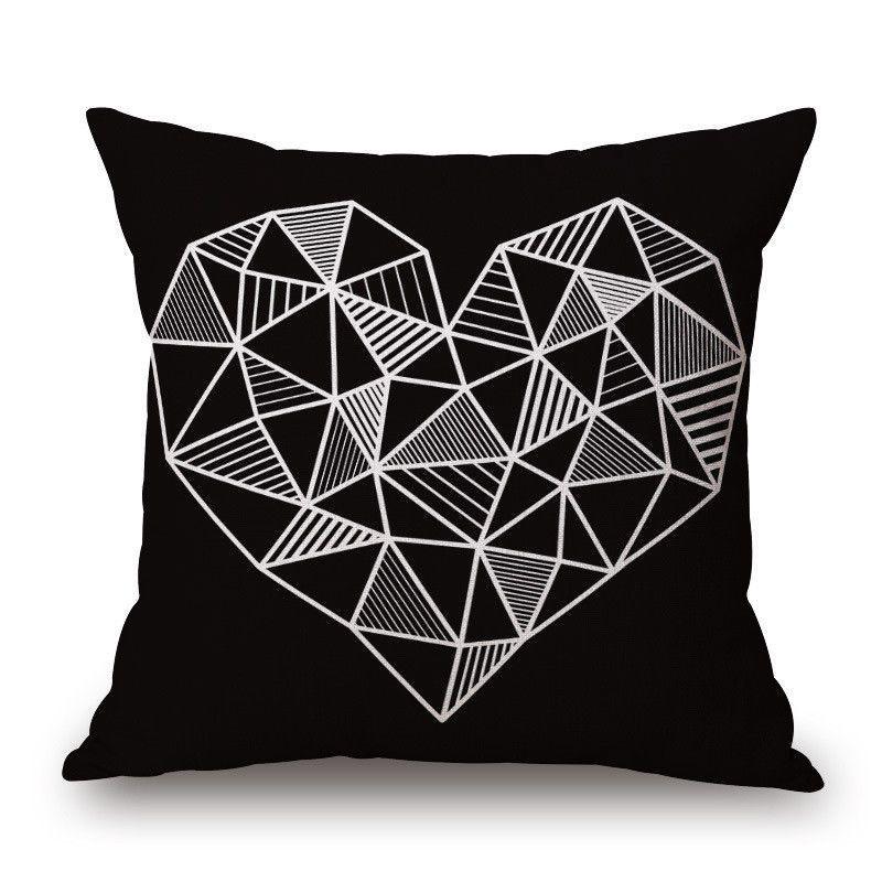 Cover Geometric Cushion Home Sofa Decor Black  White Linen Throw Pillow Case