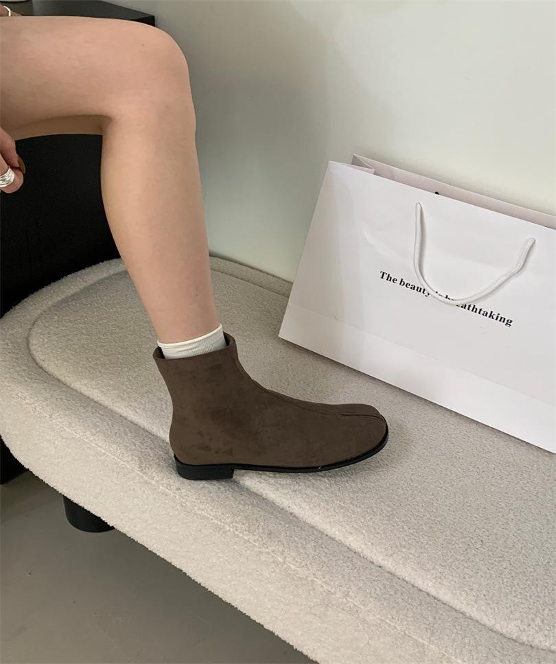 Trendy brand flat-soled retro Martin boots women's shoes 2025 new autumn and winter Boken and ankle boots Boken small short boots