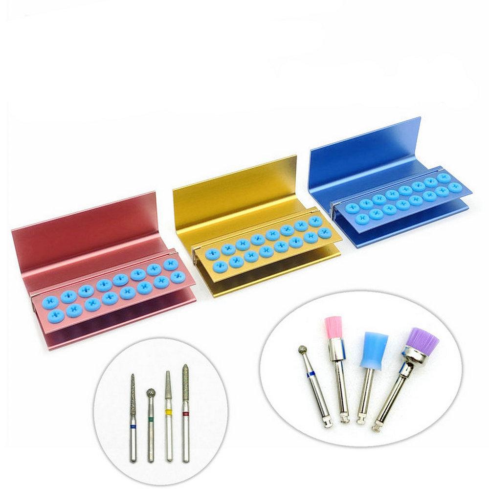 10/16/24 holes Dental Burs Holder Block Case for High Speed Burs& Low Speed Burs Dental Autoclavable Burs Holder