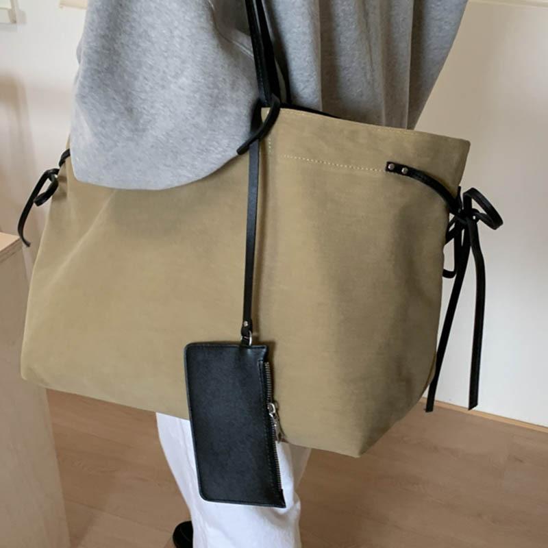 Herbst lässig retro große Kapazität Leinwandtasche Damen neu einfach Tragetasche Schulter tragbar Pendlertasche