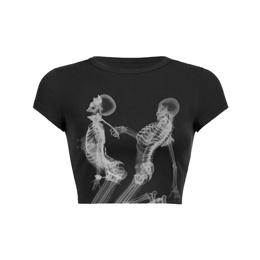 Spring and Summer Hot-selling New European and American Simple and Fashionable Multi-pattern Heat Transfer Trendy Girl Slim Short Sleeves