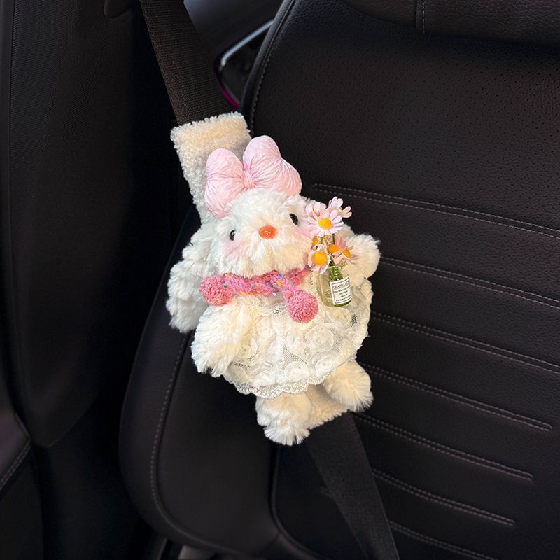 High Grade Cute Rabbit Car Seat Belt Shoulder Protector Women's Wear Resistant Clothing Auto Seat Belt Accessories