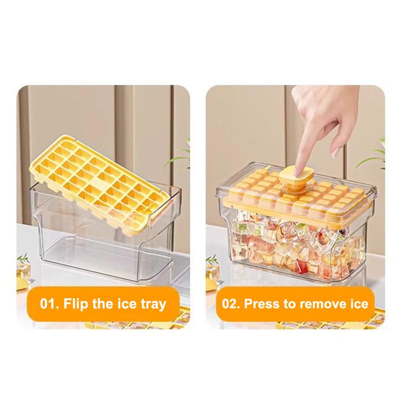34/68 Compartments Ice Cube Mould Press Type With Lid Home Ice Box Ice Tool Freezer Ice Cube Maker Gifts