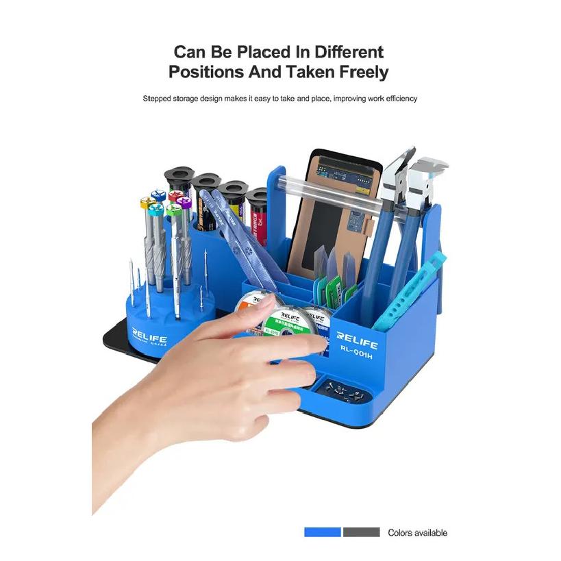 RELIFE RL-001H 360° Rotating Intelligent Repair Storage Rack Rotating Classified for Screwdriver Tweezers Parts Tin Wire Tools