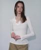 Ledeoli Soft Ribbed Collar Top [Ivory]