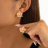 Japanese Oil-Drop Rhinestone 3D Camellia Studs - Women's Elegant Gardenia Earrings