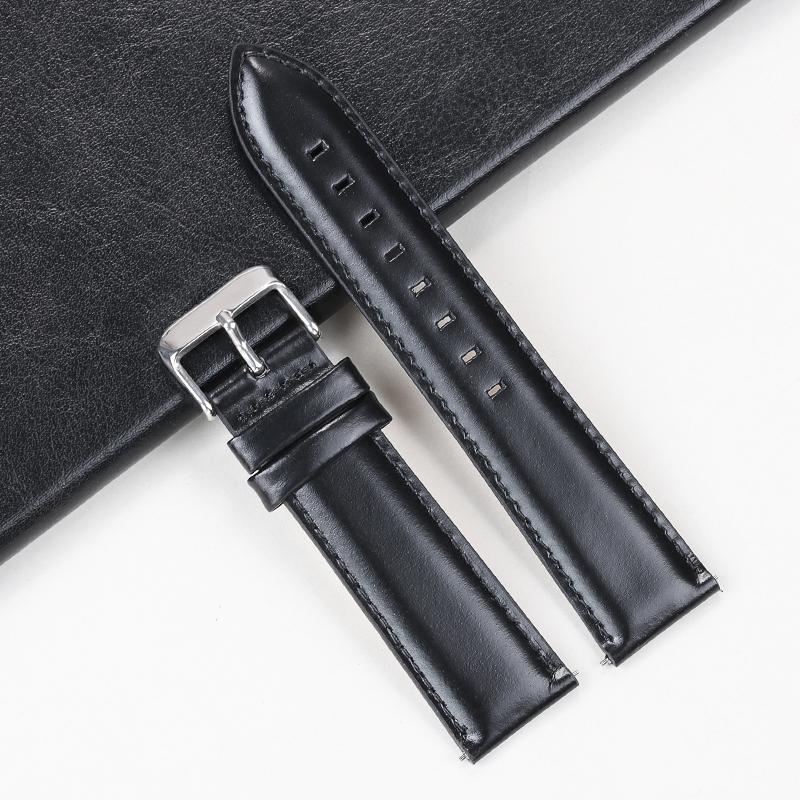 

Genuine Calfskin Watchband Soft Material Watch Band Wrist Strap 18mm 20mm 22mm With Silver Stainless Steel Buckle for Omega 20mm чорний