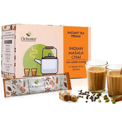 Ottavio | Masala Indiano (Senza zuccheri aggiunti) Tè Premix - 15 Bustine | Basso Zucchero | Miscela Tè Pronta | Tè Pronto | Premix Tè | 15 Bustine