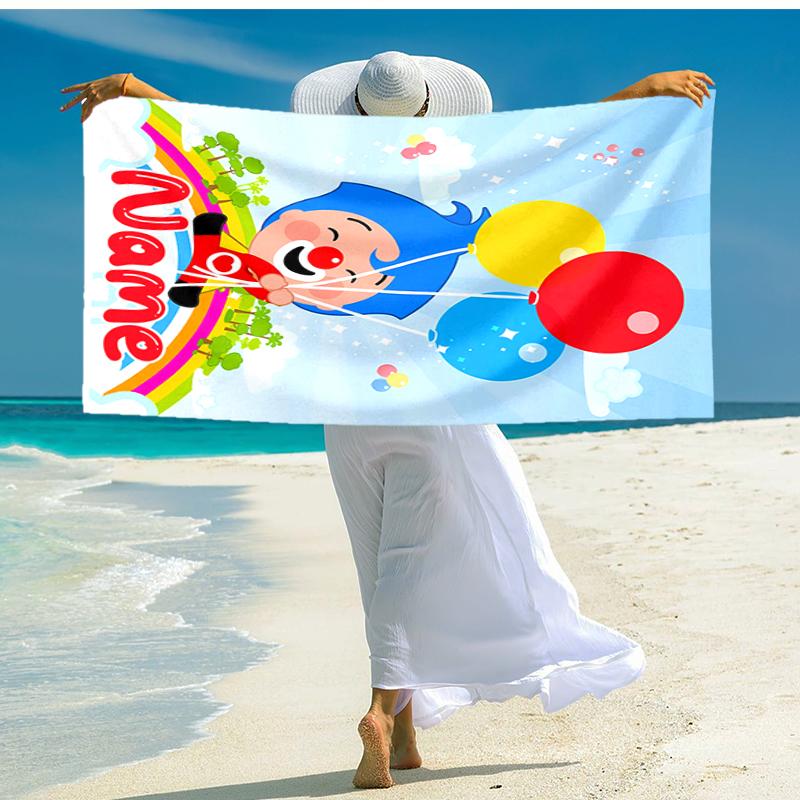 Personalized customized proof beach towel with plim plim pattern - soft, absorbent,quick-drying,perfect swimming,camping&bathing