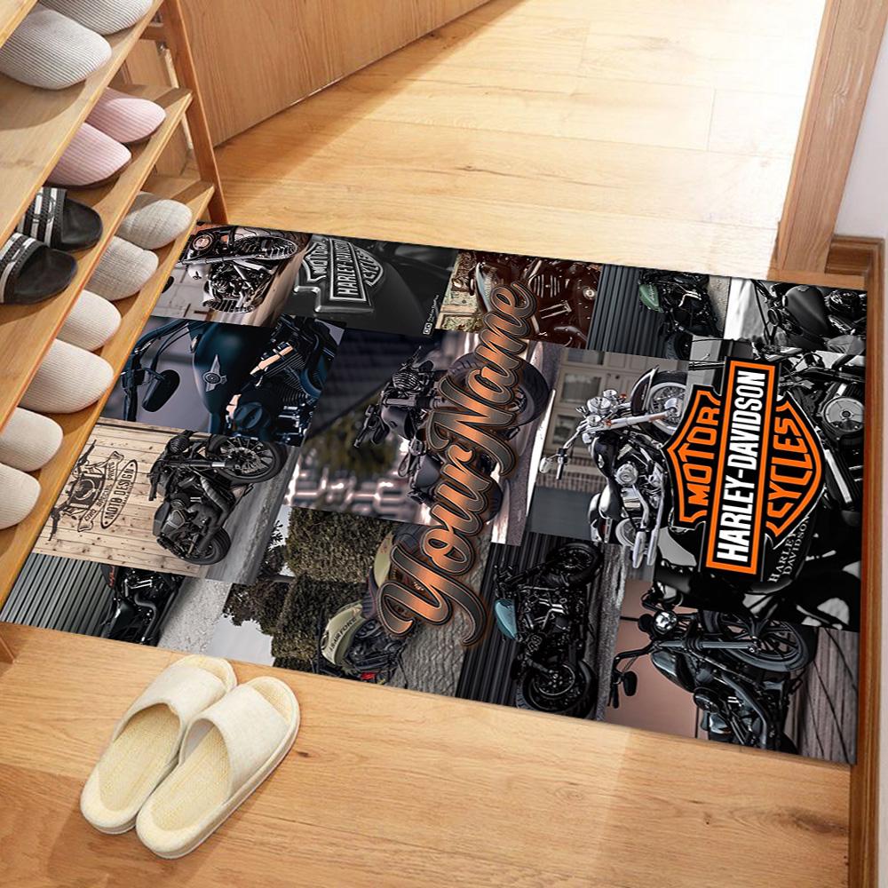 Harley-davidson Motorcycles Personalized Name Area Rug Perfect for Outdoor Bedrooms Foyer Living Rooms Anti-slip Rug Anime Office Decor