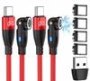 JJ JULIE JAPAN Magnetic Charging PD 9PIN USB Set of with Connectors Fast Data Swing Head Cable, Compatible, 60W, 0.5m Cable, 2, Type-C (4 Cables),