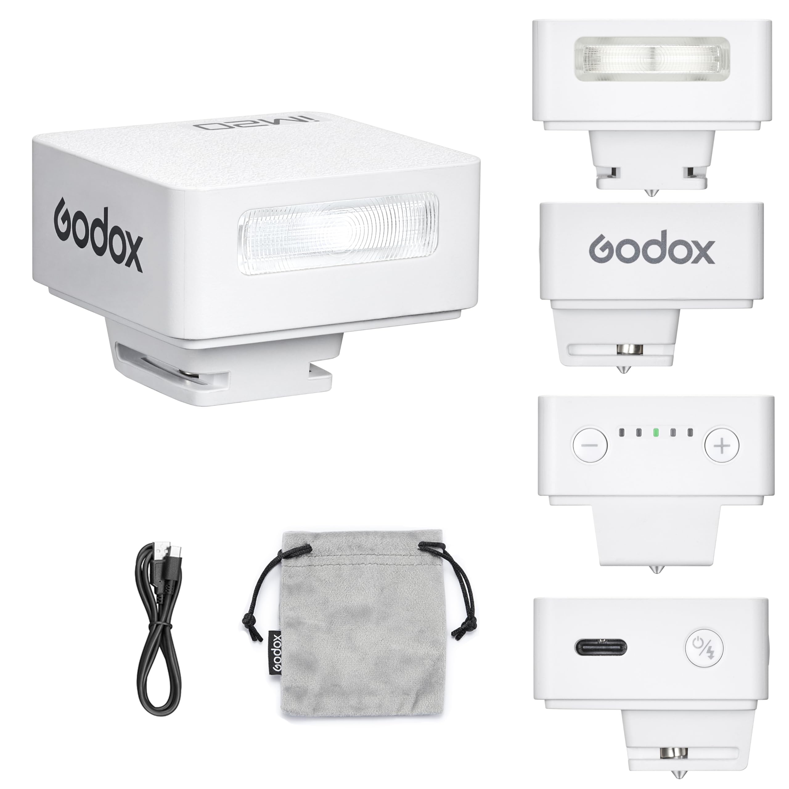 

[Godox Authorized Dealer] Godox iM20 white camera flash, mini flash speedlight, 440 full power flash, single contact hot shoe, built-in lithium for