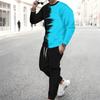 Men Black Cyan Brush Stroke Drip Gradient Print Long Sleeve Sweatshirt Jogger Pants Two Piece Suit