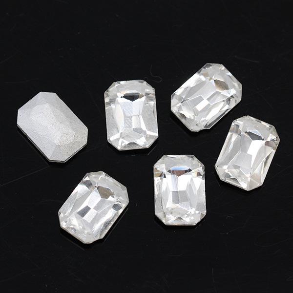 Octagonal Long Gem Crystal Glass Rhinestone for Clothing, Shoes, Phone Stickers, DIY Jewelry Accessories