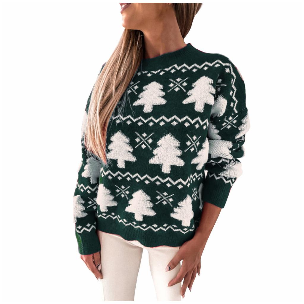 Women's Fashion Christmas Sweater Half Tall Neck Long Sleeve Sweater