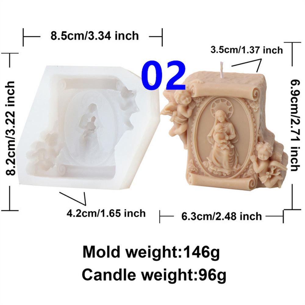 Mini Crucifix Jesus Virgin Angel Candle Silicone Mold DIY Saints Statue Candle Resin Plaster Craft Mold Church Home Decoration