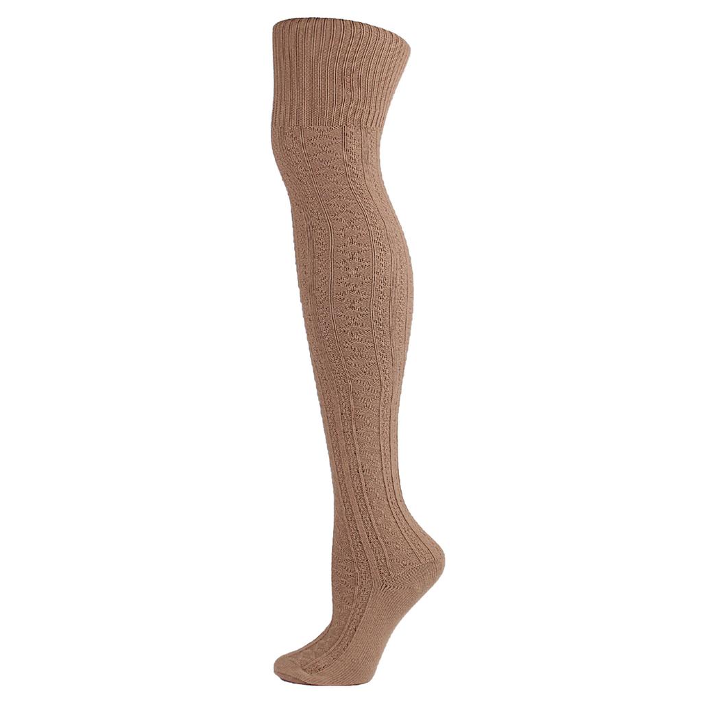 Adult Women Knitting Solid Color Knee-High Socks Cotton Fashion Long Stockings