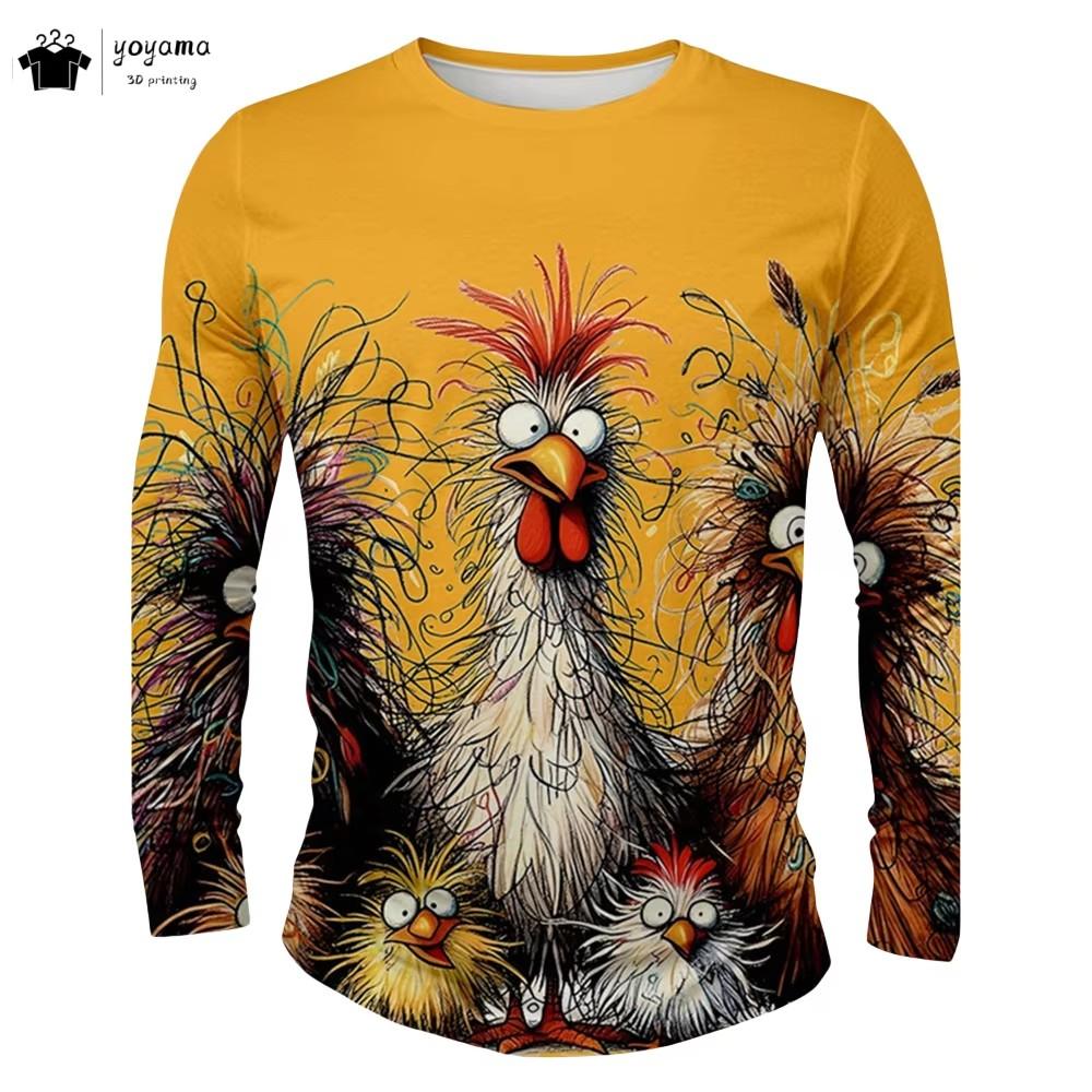 3D Print Cute Raccoon Graphic T-Shirt For Men Funny Animal Pattern Long Sleeve O-Neck Tees Loose Breathable Comfortable Man Tops