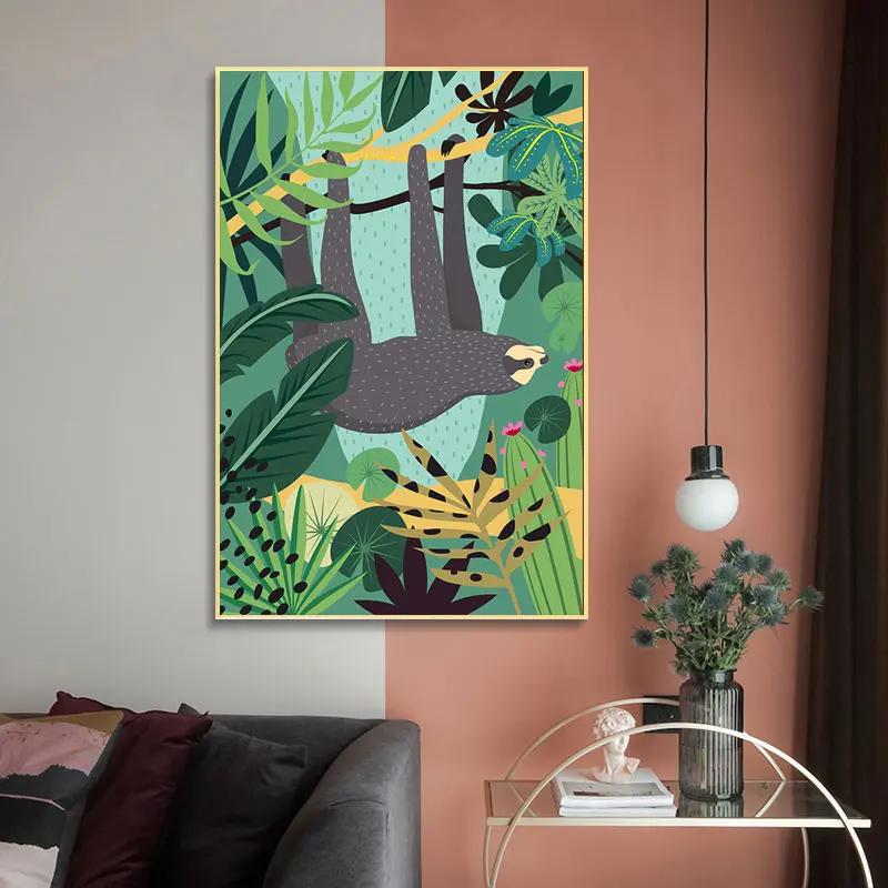 Animals Canvas Painting Koala Jungle Posters and Prints Nordic Monstera Leaf Wall Art Pictures for Living Room Home Decoration