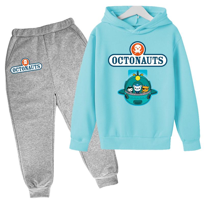 Kids Fall/Winter OCTONAUTS Clothing Sweatshirt Boys Girls Toddlers 3-12 Years Coat +trousers 2P Outdoor Sports Casual Hoodie Set