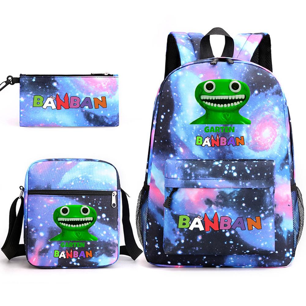 Three-piece Foreign Trade Schoolbag Casual Canvas Backpack Male and Female Students Backpack Printing