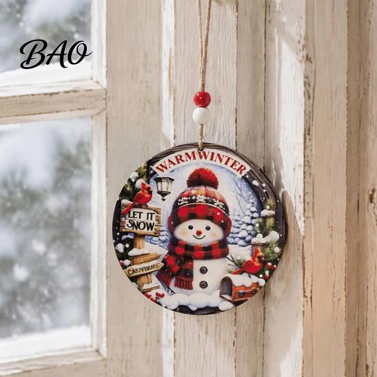 Rustic Xmas Tree Pendants Christmas Wooden Hanging Sign with Hemp Rope, Holiday Wall Decor Indoor for Home Party Decoration, Solid Wood Festive