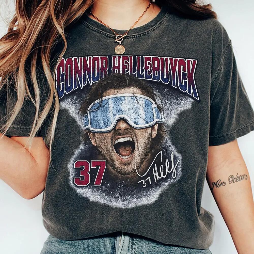 

Hellebuyck Team USA Hockey TShirt Vintage 90s Graphic Tee Winnipeg Hockey Fan Gift Comfort Colors Pepper 3XL