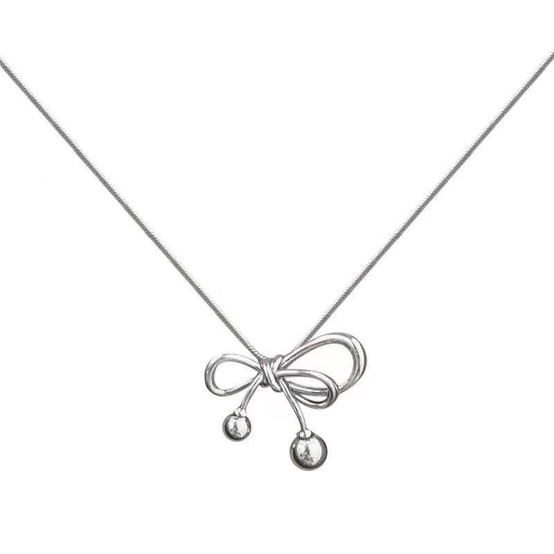 Exquisite Clavicle Chain Elegant Scrub Bow Pendant Necklace for Women Minimalism Personalization Charm Jewerly Birthday Gift