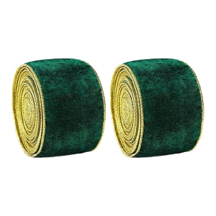 

Double Roll Christmas Ribbon Golden Lined Finish Christmas Ribbon Collection For Tree Enhancement And Seasonal DIY зелений