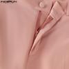 INCERUN Two Pieces Outfits Men Lapel Long Sleeve Cropped Blazer Long Flare Pants Sets