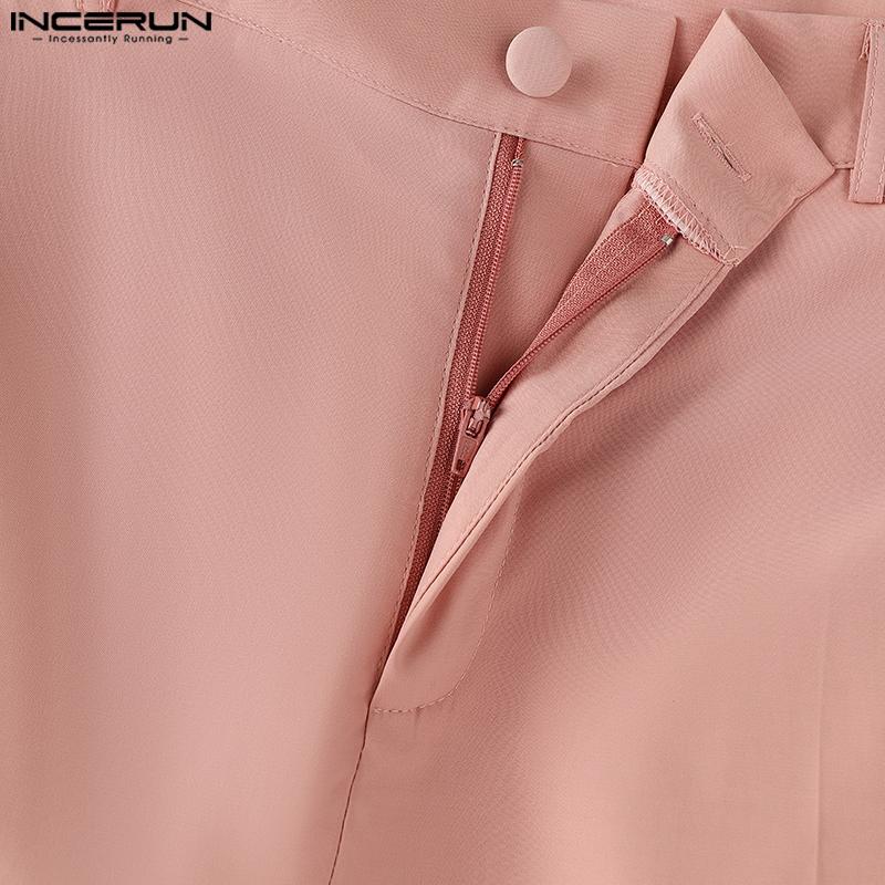 INCERUN Two Pieces Outfits Men Lapel Long Sleeve Cropped Blazer Long Flare Pants Sets