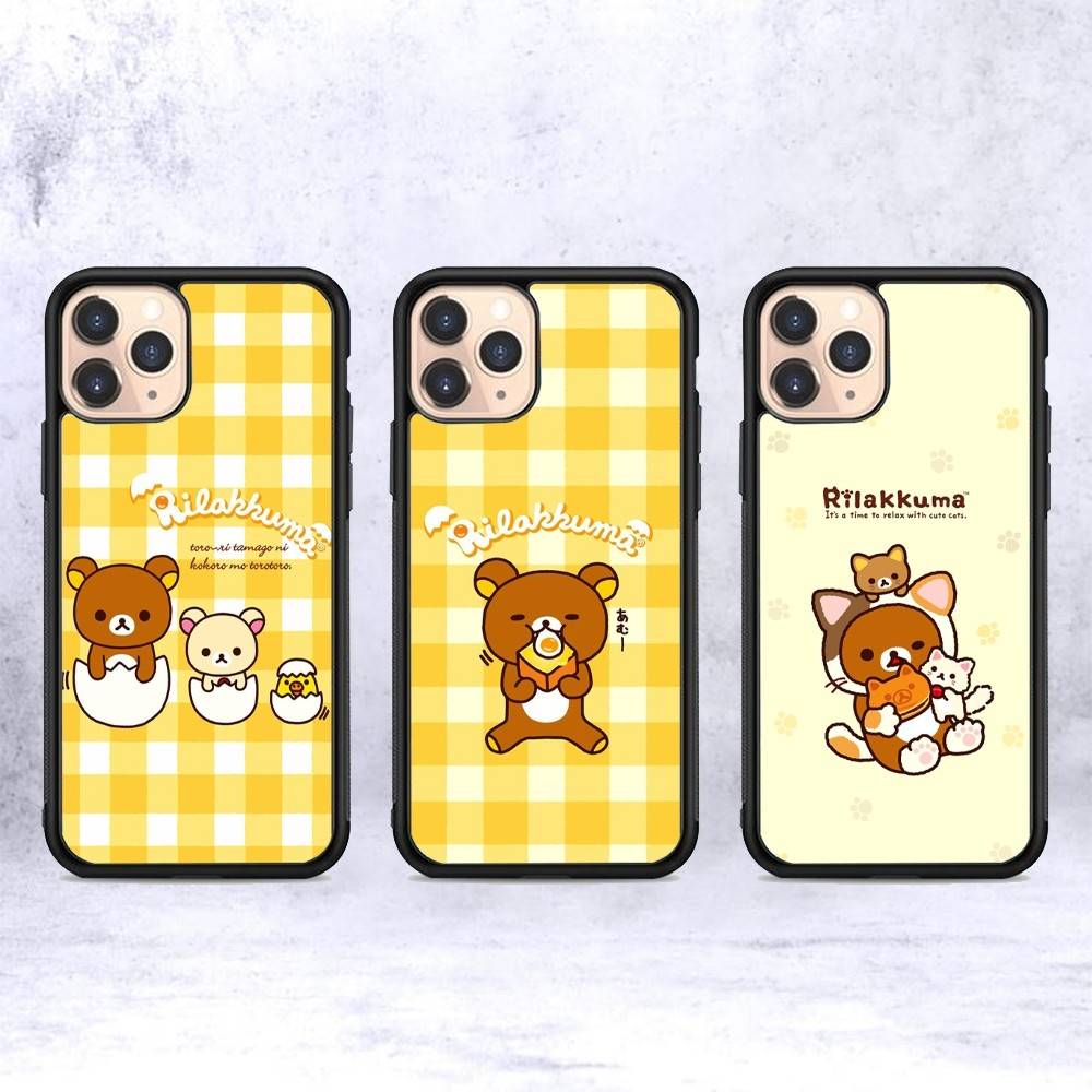 Rilakkuma Relaxed Bear For iPhone 17 16 Pro Max Air 15 14 13 12 Mini Plus 11 Hard PC+TPU Phone Back Cover