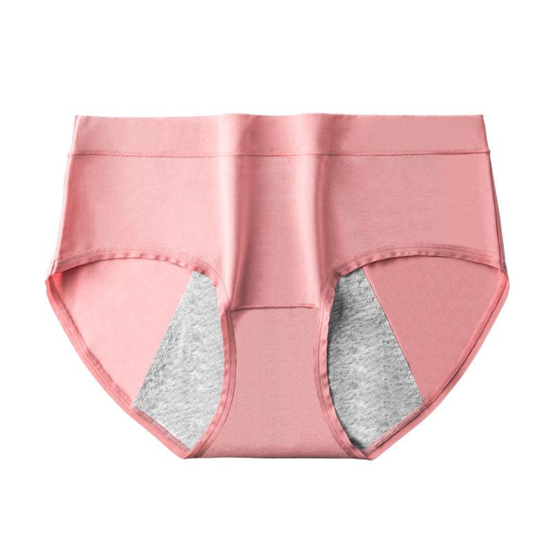 Atmungsaktive Unterwäsche mit mittlerer Leibhöhe, bequeme Damenunterwäsche aus reiner Baumwolle, verlängerte, auslaufsichere, antibakterielle Menstruationsunterwäsche