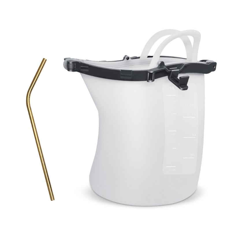 Silicone Drinking Pouch with Handle Leakproof Straw Insulated Beverage Storage Bag For Picnics Camping Sports Event