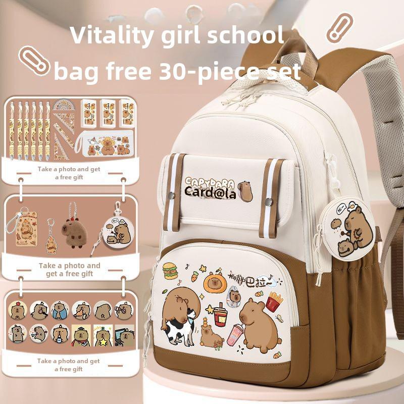 2024 Capybara Girls' Backpack: Stylish, Spacious & Perfect for Grades 1-6