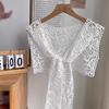 Summer Lace Hollow Crochet Small Shawl Women's Thin Knitted Shoulder with Skirt Scarf Air-conditioned Room Outside Vest