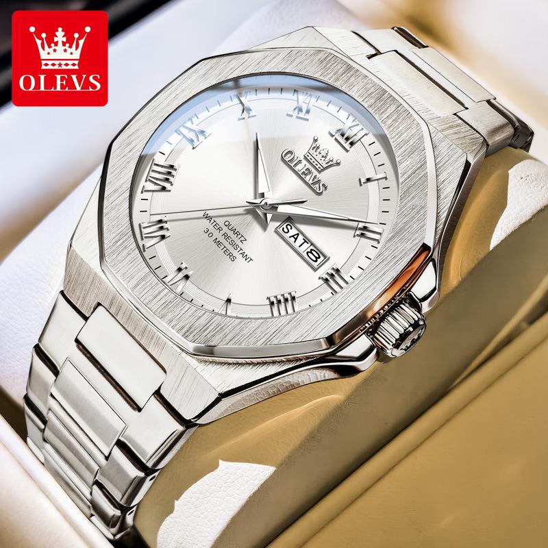 Oulishi Men s Dual Calendar Luminous Korean Style Quartz Wristwatch