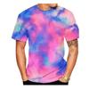 Modisches Damen-T-Shirt 3D-Druck Vintage-Färbung T-Shirt Herren Buntes Muster T-Shirt Sommer und